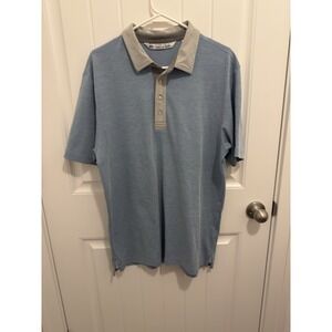 Travis Mathew Men's Polo Light Blue/Gray Trim Size Large